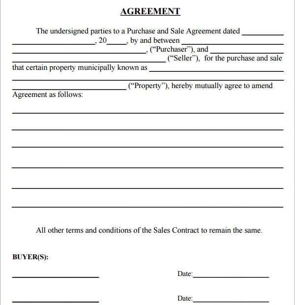 Printable Simple Purchase Agreement Template Word