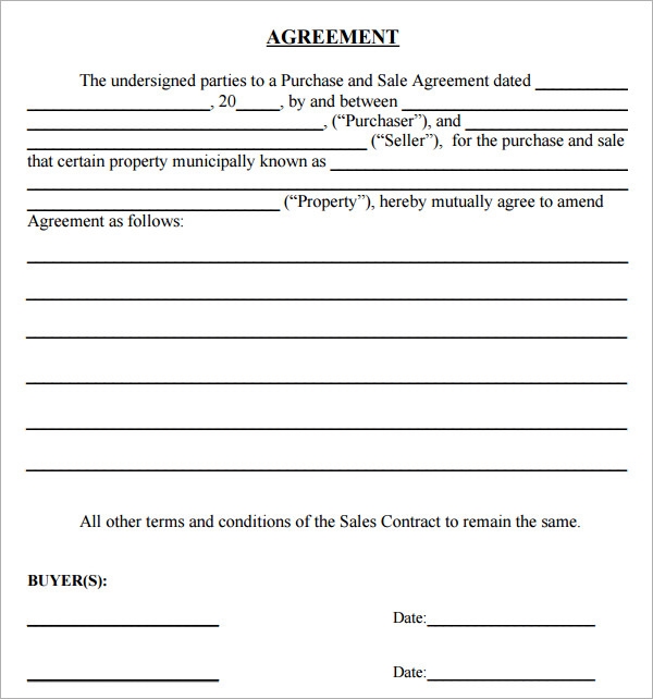 Printable Simple Purchase Agreement Template Word