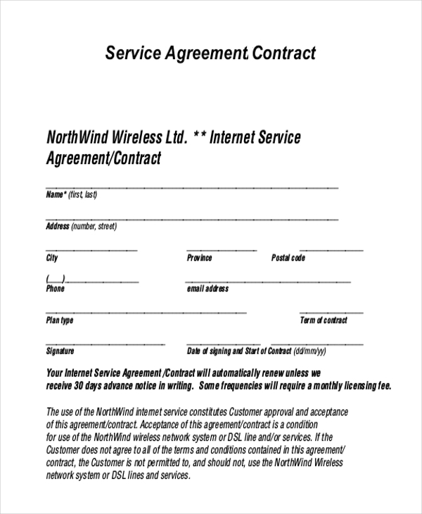 Printable Simple Service Agreement