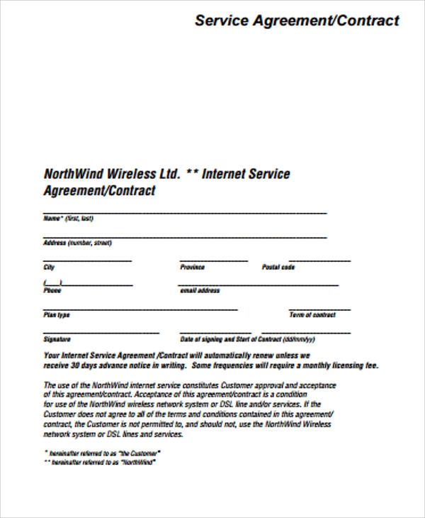 Printable Simple Service Agreement