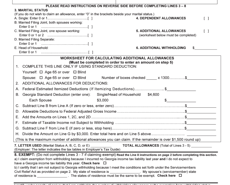 Printable State Of Ga Income Tax Forms Printable Forms Free Online