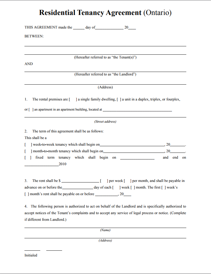 Printable Tenancy Agreement Form Printable Forms Free Online