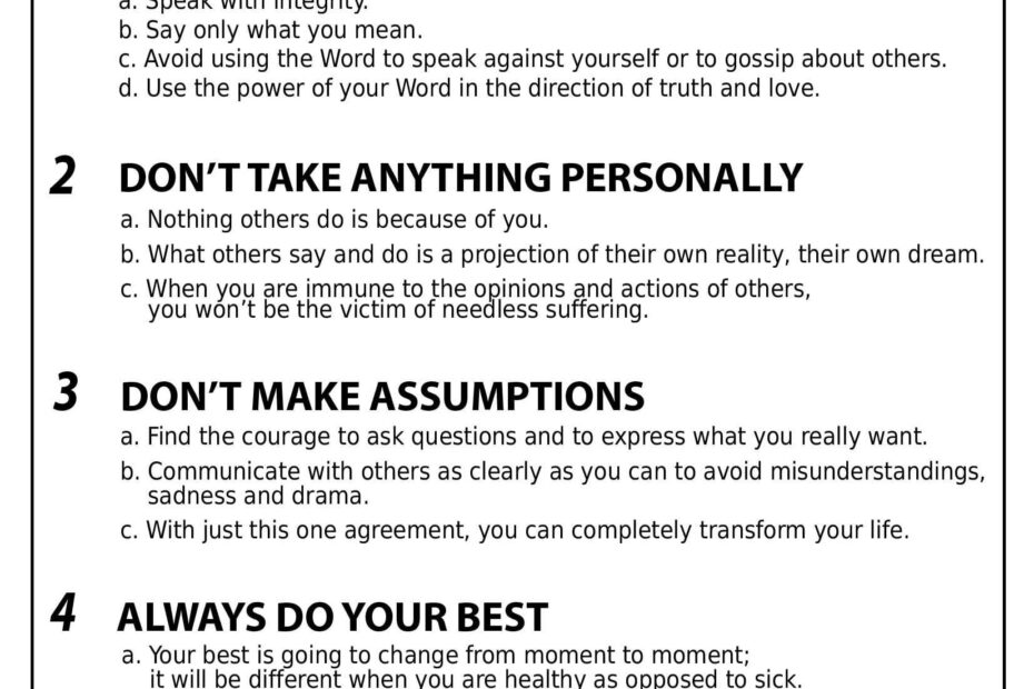 Printable The Four Agreements Worksheet Printable Templates Online By