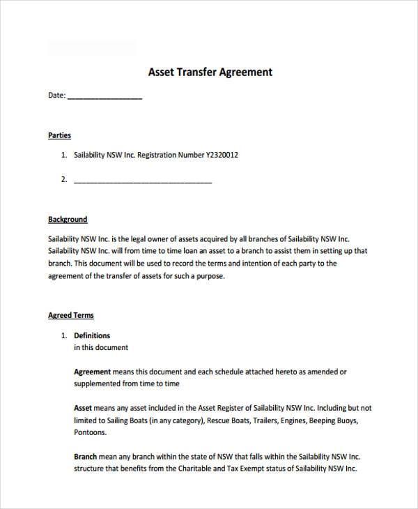 Printable Transfer Of Ownership Agreement Template Printable Word 