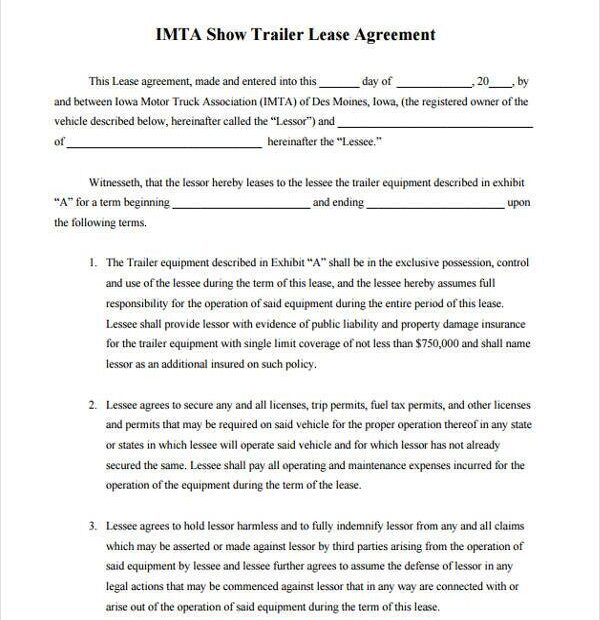 Printable Truck Lease Agreement Printable Lease Agreement