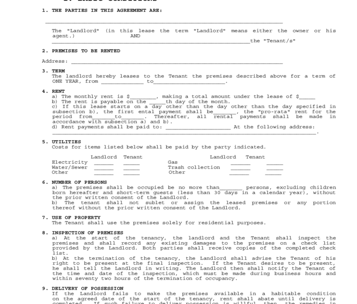 Printable Virginia Lease Agreement Printable Lease Agreement