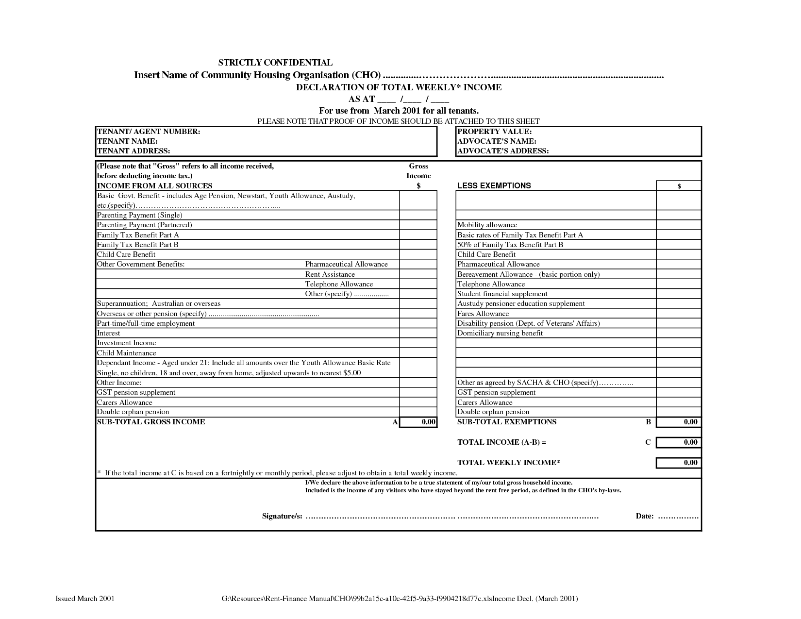 Proof Of Income Template Free Printable Documents