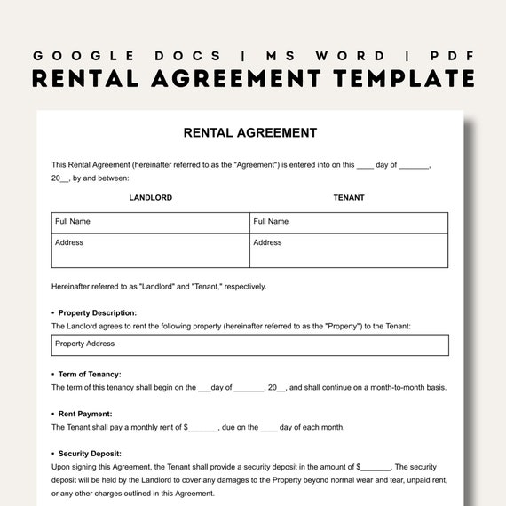 Rental Agreement Templates Simple Editable Rental Agreements Form 