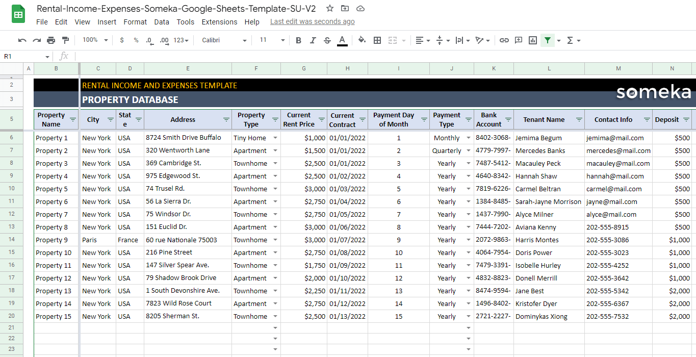 Rental Income Expenses Google Sheets Template For Landlords