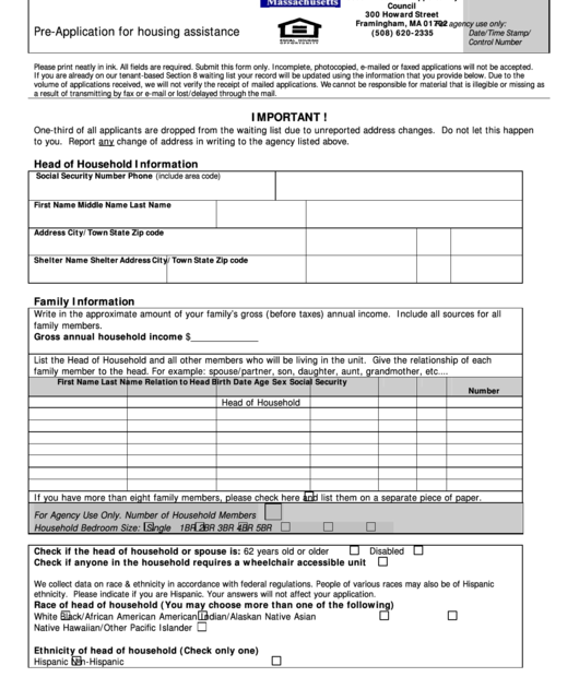Section 8 Housing Application Printable Printable Application