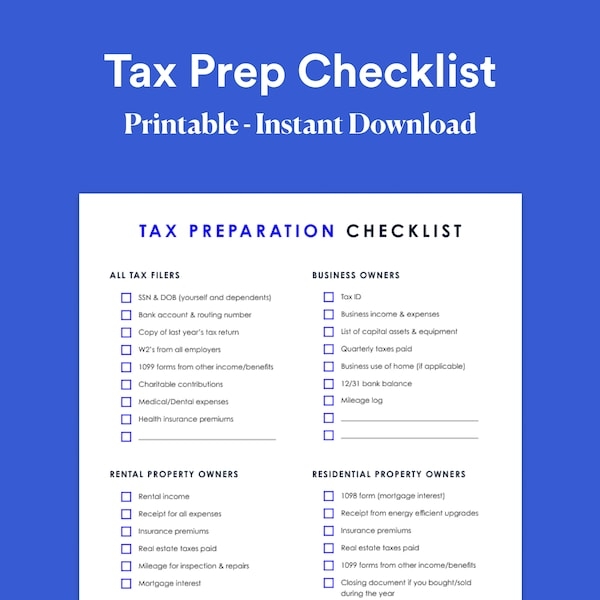 Self Employed Tax Checklist 2024 Etsy