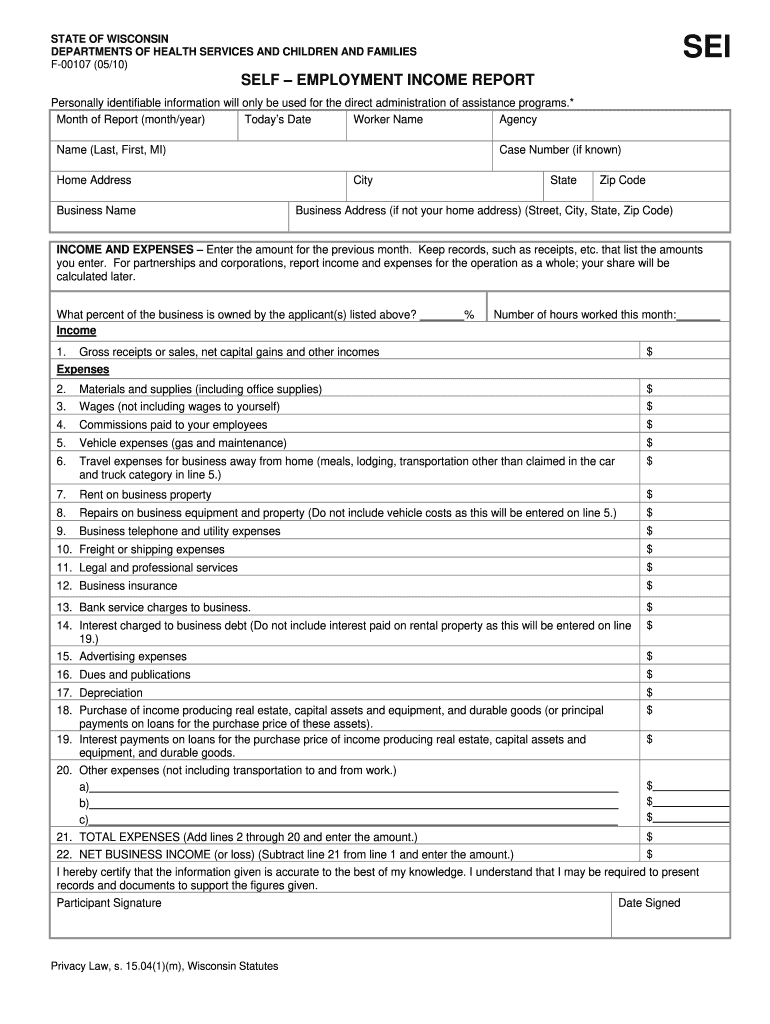 Self Employment Income Report Form Fill Out Sign Online DocHub