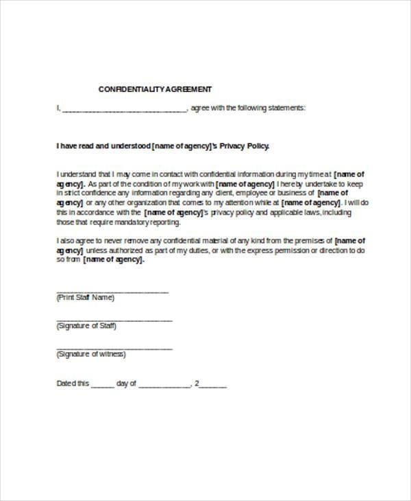 Simple Free Printable Confidentiality Agreement Form Printable Forms 