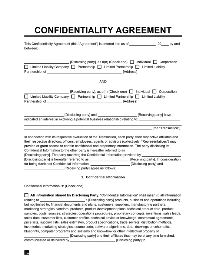 Simple Free Printable Confidentiality Agreement Form Printable Forms 