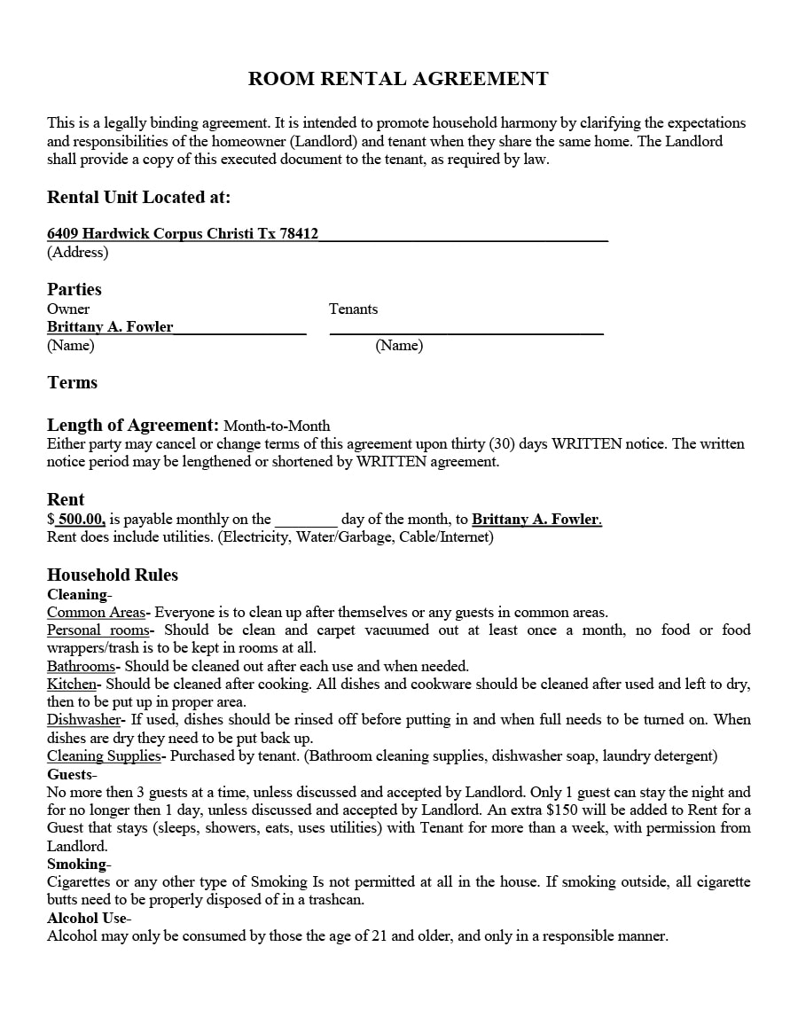 Simple House Rental Agreement Template PARAHYENA