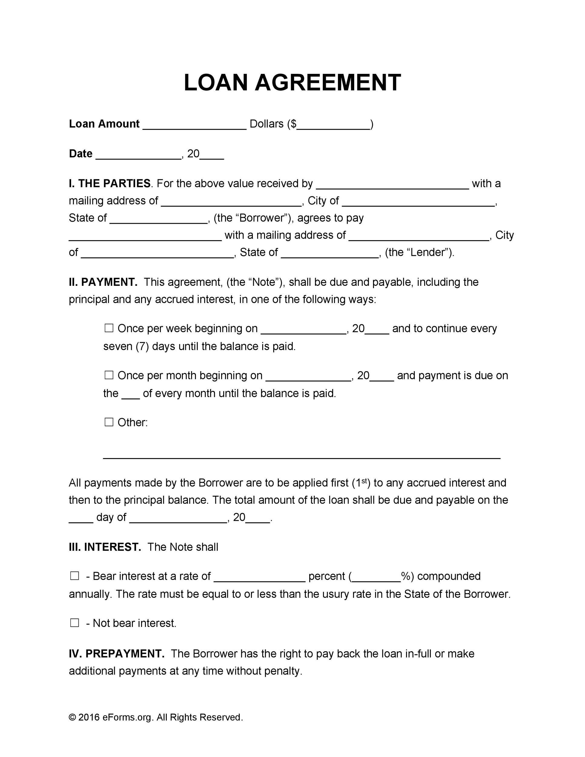 Simple Loan Agreement Sample