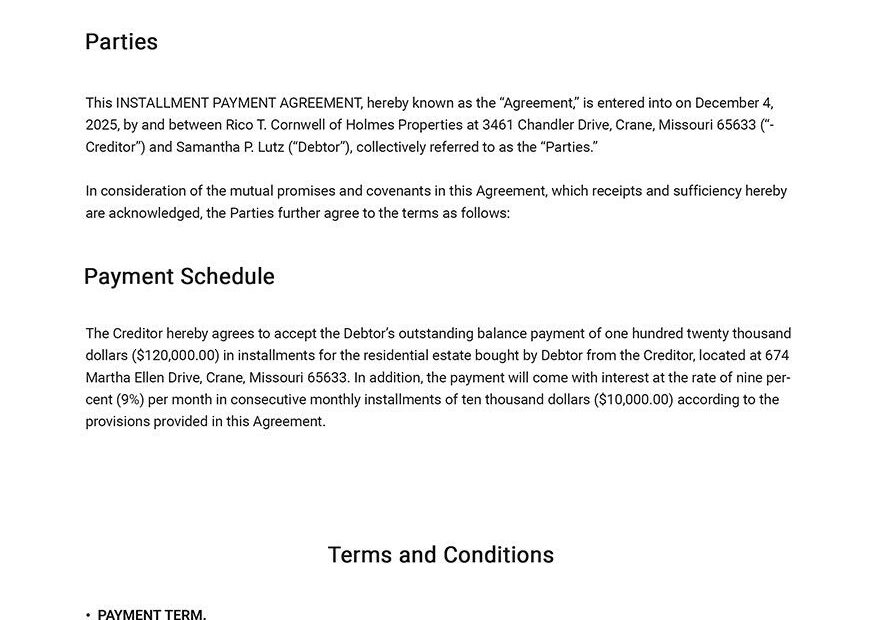 Simple Payment Agreements Templates Word Format Free Download