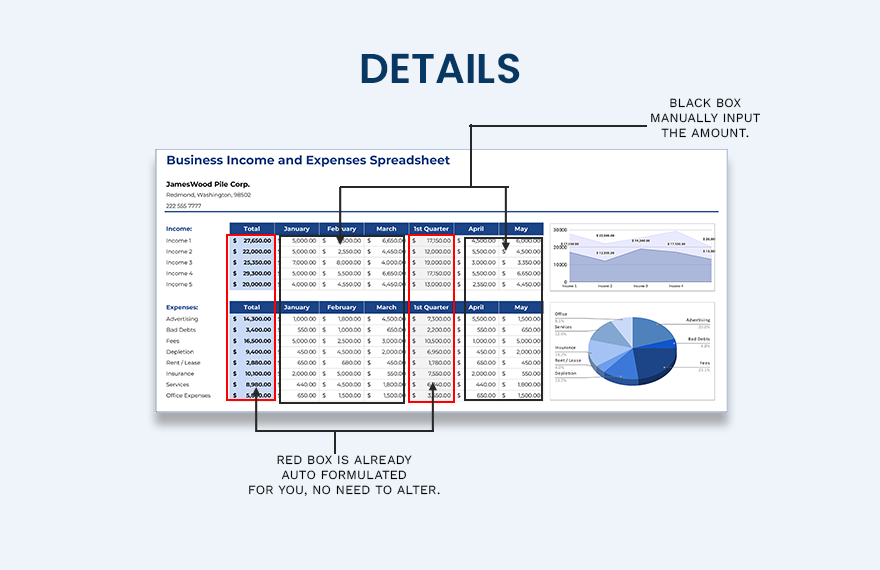 Small Business Income And Expenses Spreadsheet Template Download In 