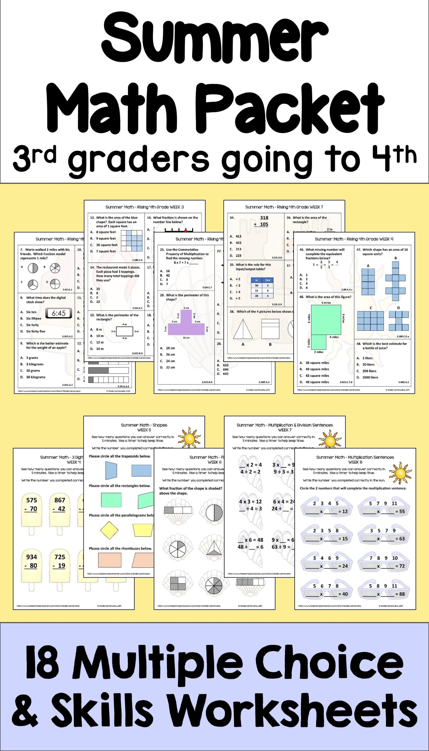 Summer Worksheets For 3Rd Grade