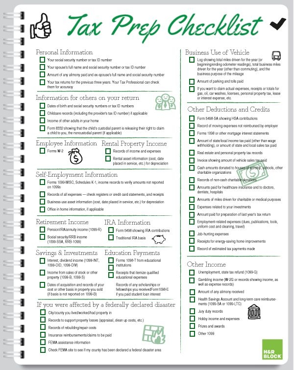 Tax Organizer Printable Tax Preparation Checklist Pdf