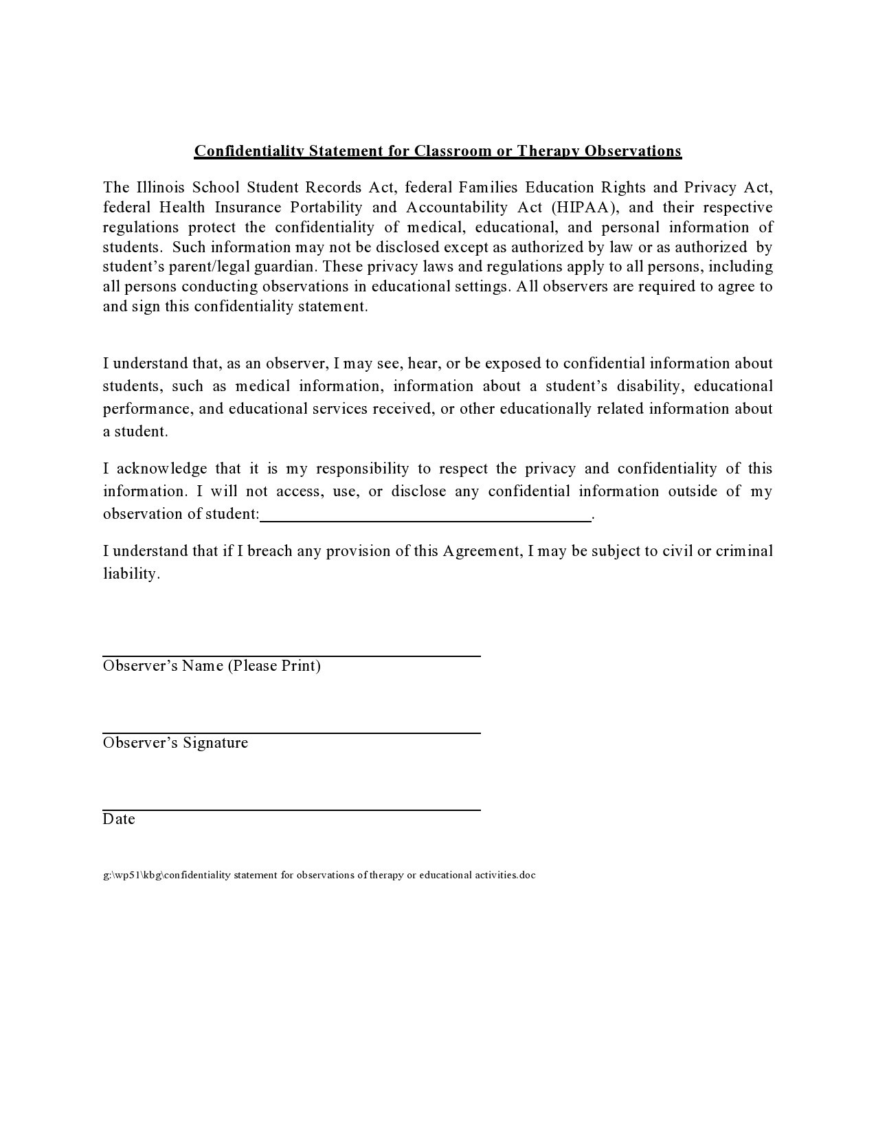 Therapy Confidentiality Agreement Template Sfiveband