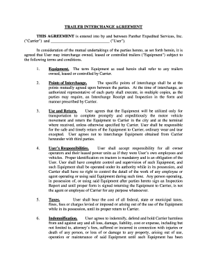 Trailer Interchange Agreement Fill Online Printable Fillable Blank