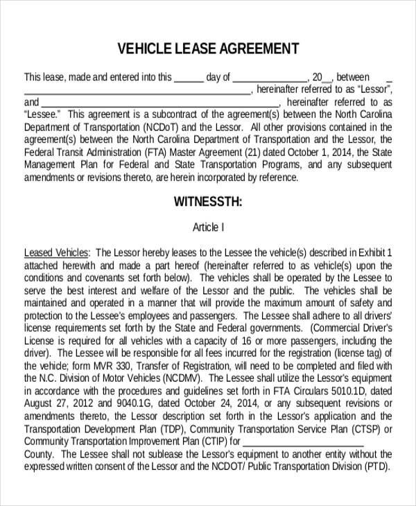 Truck Lease Agreement Printable Image To U