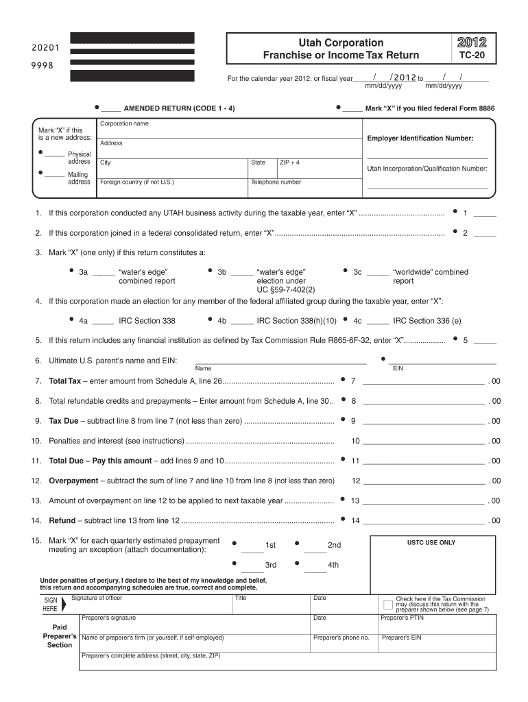 Utah State Tax Form 2023 Printable Forms Free Online
