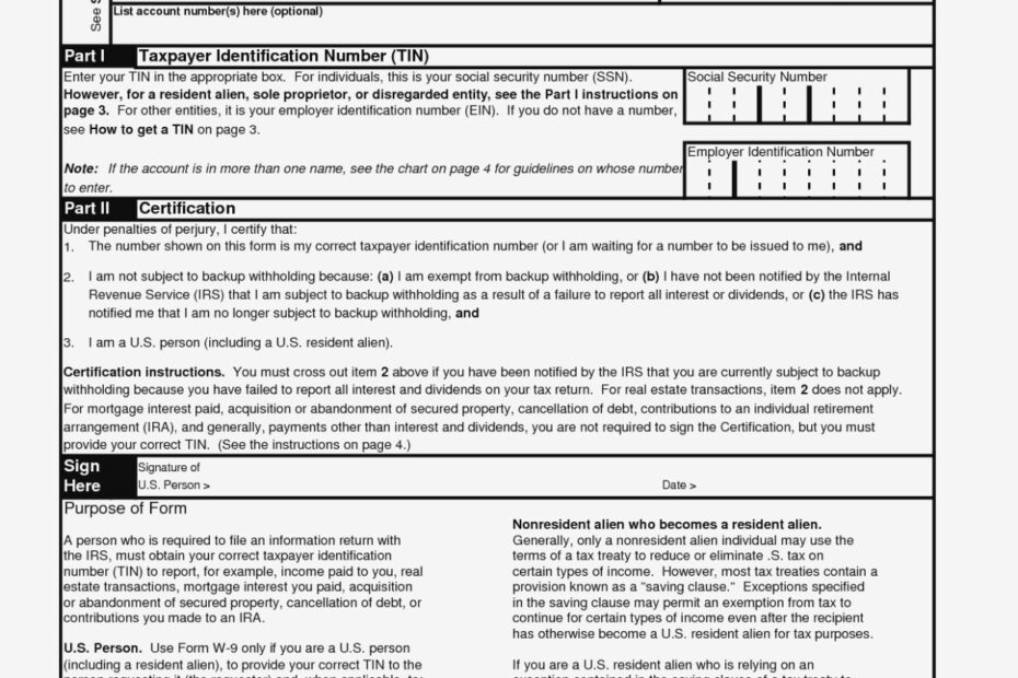 W9 Free Printable Form 2016 Free Printable