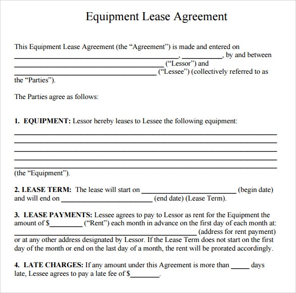 Word Doc Printable Equipment Rental Agreement Template Printable 