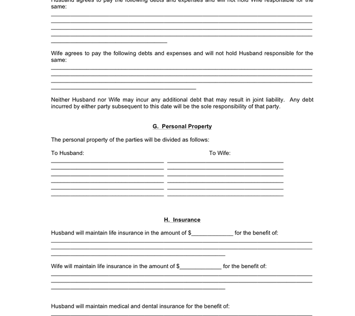 Word Printable Separation Agreement Template Printable Templates