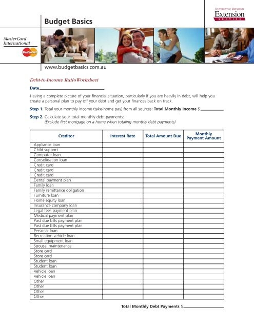 Your Debt to Income Ratio And Mortgages Worksheets Library